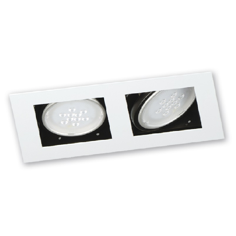 SPOT EMBUTIR 2 LUCES AR111 GU10 BLANCO 18X33CM