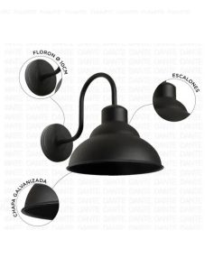 APLIQUE GALPONERO NEGRO 1 LUZ 270mmX300mm FERROLUX