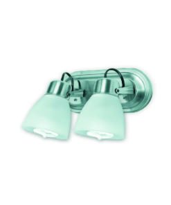 APLIQUE 2 LUCES BASE OVAL TULIPA VIDRIO ACERO E27