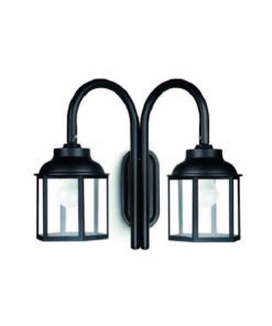 FAROL HEXAGONAL C/SOPORTE 2 LUCES E27 NEGRO