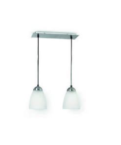 COLGANTE 2 LUCES TULIPA CILINDRICA BASE RECTANGULAR ACERO