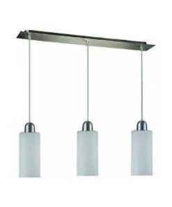 COLGANTE 3 LUCES TULIPA CILINDRICA BASE METALICA 11X50 ACERO