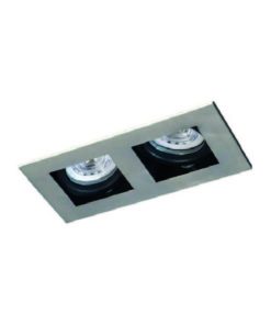 SPOT EMBUTIR 2 LUCES AR111 GU10 ACERO 18X33CM