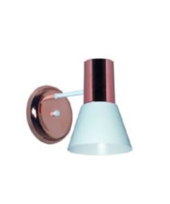 APLIQUE CON PANTALLA METALICA BLANCA BASE COBRE