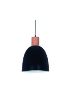 COLGANTE 1 LUZ MADERA CORTA - TULIPA CHAPA OVO NEGRO