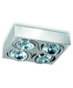 PLAFON 4 LUCES CUADRADO MOVIL AR111 ACERO SAN JUSTO