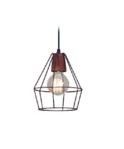 COLGANTE ALAMBRE JAULA DIAMANTE MINI COBRE E27 Ø130MM (Disc)