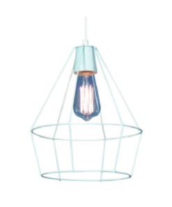 COLGANTE ALAMBRE 1 LUZ E27 JAULA DIAMANTE BLANCO Ø250MM