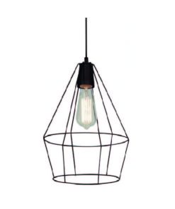 COLGANTE ALAMBRE 1 LUZ E27 JAULA DIAMANTE NEGRO Ø250MM