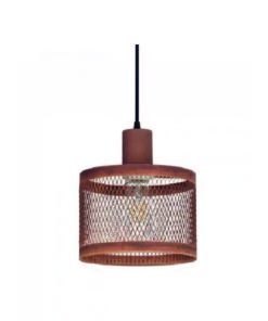 COLGANTE PANTALLA METALICA MALLA OXIDO 1 LUZ Ø20X15CM