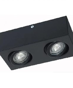 PLAFON MOVIL RECTANGULAR 2 LUCES GU10 NEGRO MICRO (17X28CM)