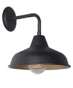 APLIQUE PARED CHAPA CONO 31CM C/BARRAL "L" NEGRO INT. ORO MATE