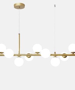 COLGANTE ESPIRAL RECTO 8 LUCES BRONCE C/TULIPA GLOBO