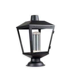 FAROL CHAPA JARDIN C/BASE P/PILAR NEGRO