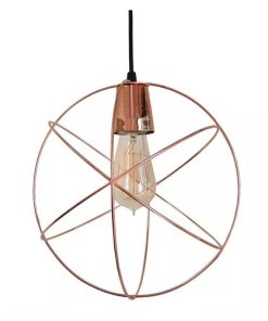 COLGANTE JAULA ESFERA Ø27CM 1 LUZ FLORON Ø11CM COBRE