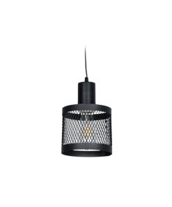 COLGANTE PANTALLA METALICA MALLA NEGRO 1 LUZ Ø15X13CM
