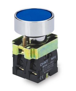 PULSADOR DE CUERPO METALICO 22MM AZUL C/CONTACTO N/A