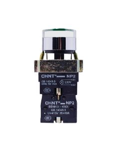 PULSADOR LUMINOSO METALICO 22MM BLANCO CONTACTO N/A 230V
