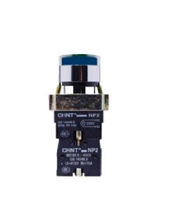 PULSADOR LUMINOSO METALICO 22MM AZUL CONTACTO N/A 230V