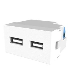 MODULO CARGADOR TOMA DOBLE USB TIPO "A" PLATINUM JELUZ BLANCO