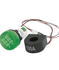 VOLTIMETRO - AMPERIMETRO DIGITAL Ø22MM VERDE TENSION 50/500Vca