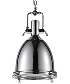 COLGANTE NAVAL CROMO C/VIDRIO ESMERILADO Ø30CM E27 LETT