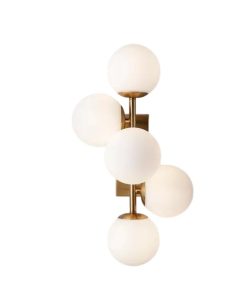 APLIQUE MILAN DE 5 LUCES BRONCE TULIPA DE VIDRIO OPAL