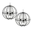 COLGANTE 2 GLOBOS DE ALAMBRE 6 LUCES NEGRO MICRO
