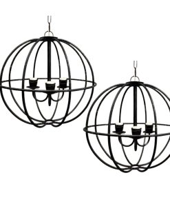 COLGANTE 2 GLOBOS DE ALAMBRE 6 LUCES NEGRO MICRO