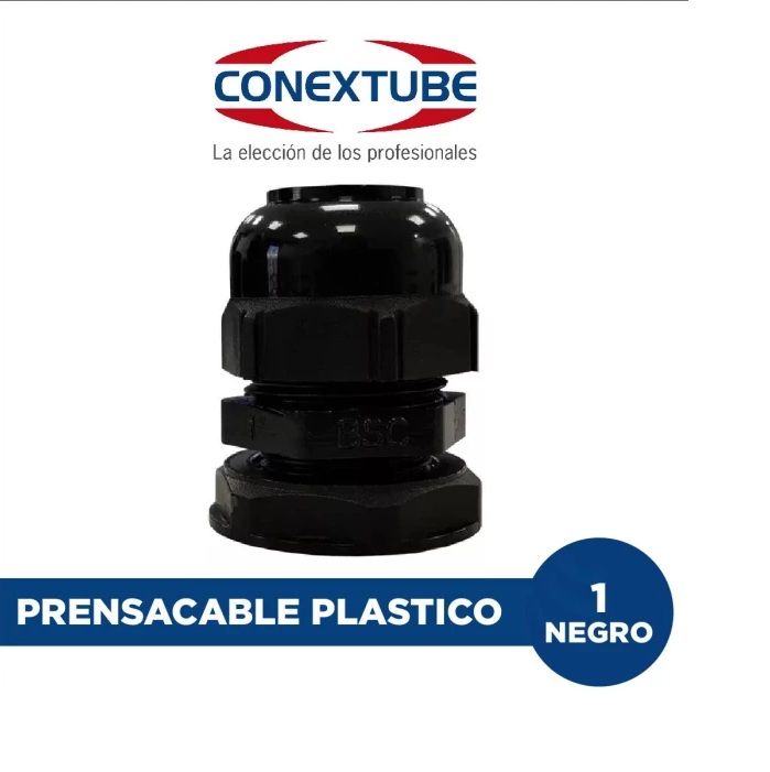 PRENSACABLE RECTO DE NYLON NEGRO