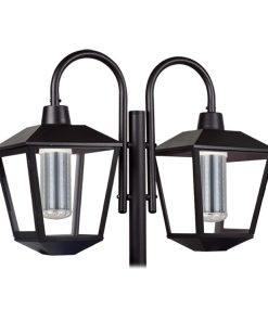 FAROL DE JARDIN 2 LUCES CON COLUMNA 2.5mts LARGO NEGRO