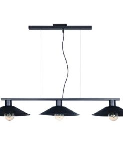 COLGANTE CHAPA ECO Ø33CM 3 LUCES NEGRO C/REGLETA 97CM
