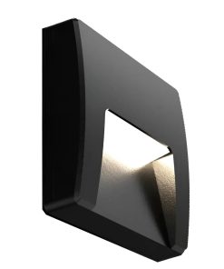 APLIQUE MURO DE PARED LED 3W CALIDO NEGRO IP65 ILUMA