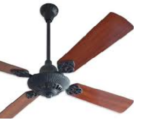 VENTILADOR DE TECHO FUNDICION NEGRO PALETA MADERA CEDRO
