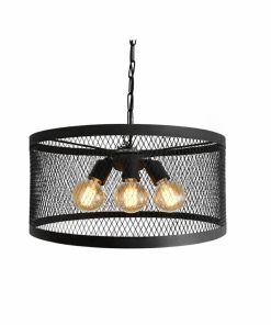 COLGANTE 3L E27 NEGRO C/MALLA Ø45CM H20CM