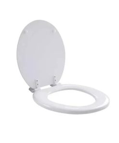 TAPA INODORO MDF UNIVERSAL BLANCA HERRAJE NYLON