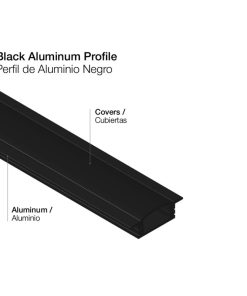 PERFIL ALUMINIO EMBUTIR 17X7mm NEGRO COVER OPAL 2mts